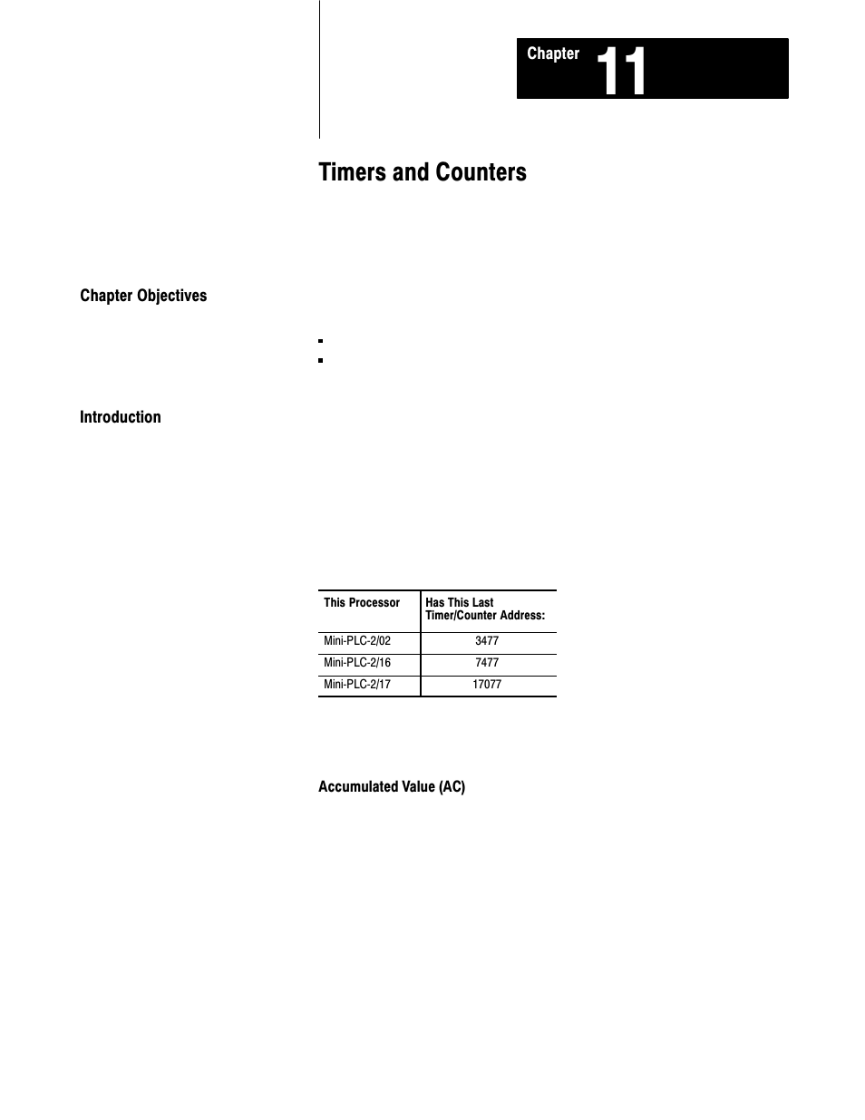 11 - timers and counters, 11ć1, Timers and counters | Rockwell Automation 1772-L8_LW_LWP_LX_LXP,D17726.5.8 User Manual User Manual | Page 146 / 490