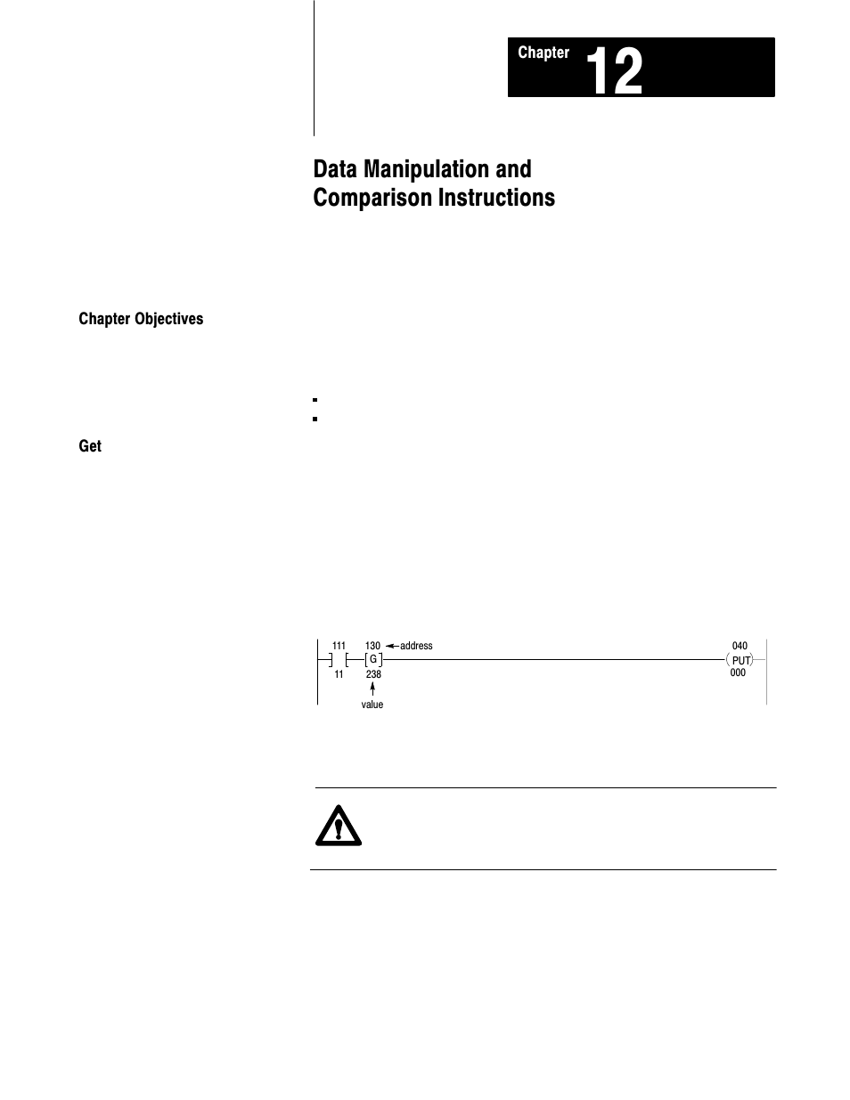 12 - data manipulation and compare instructions, 12ć1, Data manipulation and comparison instructions | Rockwell Automation 1772-L8_LW_LWP_LX_LXP,D17726.5.8 User Manual User Manual | Page 156 / 490