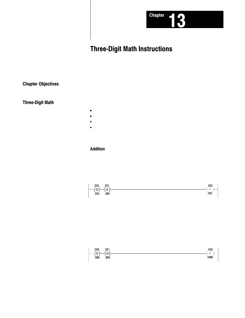 13 - three-digit math instructions, 13ć1, Threećdigit math instructions | Rockwell Automation 1772-L8_LW_LWP_LX_LXP,D17726.5.8 User Manual User Manual | Page 169 / 490