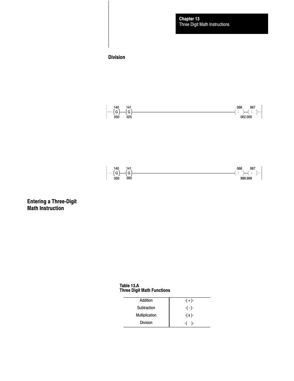 13ć3, Entering a threećdigit math instruction | Rockwell Automation 1772-L8_LW_LWP_LX_LXP,D17726.5.8 User Manual User Manual | Page 171 / 490