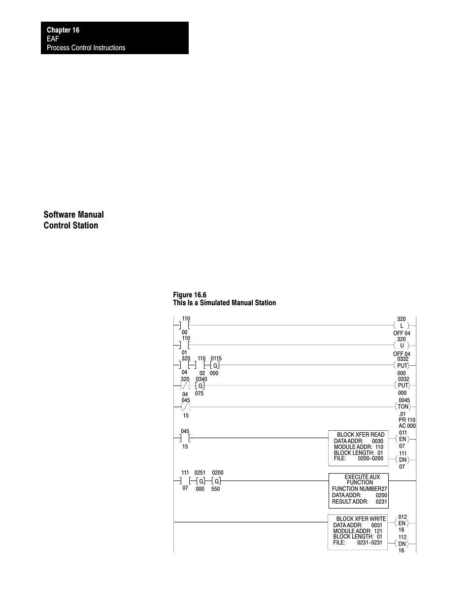 16ć20, Software manual control station | Rockwell Automation 1772-L8_LW_LWP_LX_LXP,D17726.5.8 User Manual User Manual | Page 231 / 490