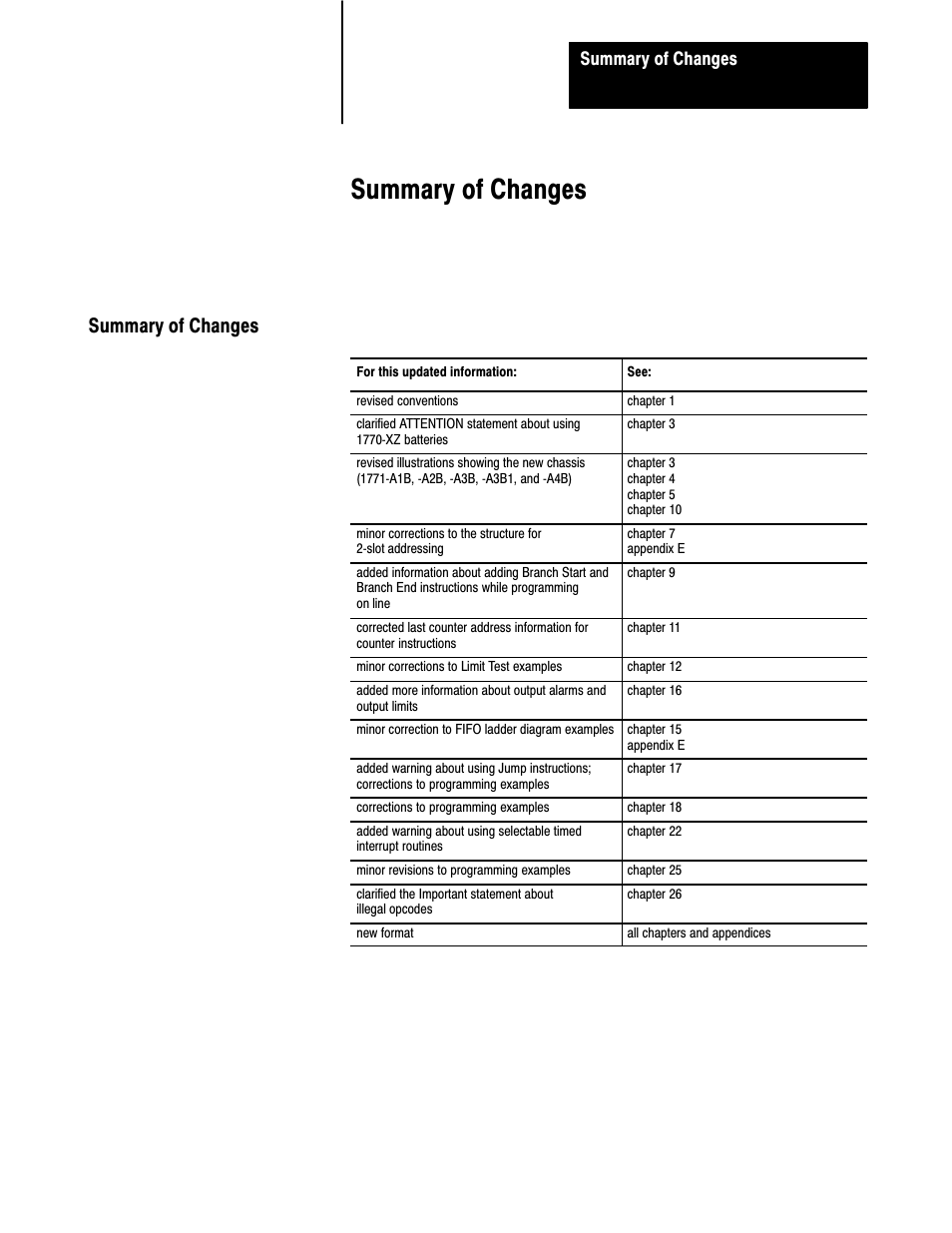 Summary of changes | Rockwell Automation 1772-L8_LW_LWP_LX_LXP,D17726.5.8 User Manual User Manual | Page 3 / 490