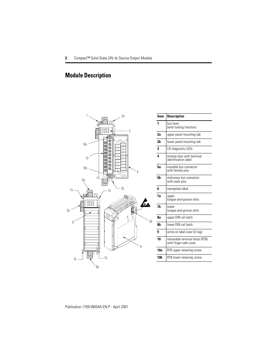 Module description | Rockwell Automation 1769-OB16 Compact Solid State 24V dc Source Output Module User Manual | Page 2 / 20