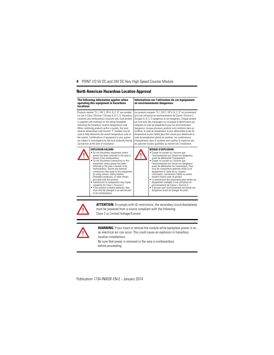 North american hazardous location approval | Rockwell Automation 1734-VHSC24 Point I/O Very High Speed Counter Module User Manual | Page 4 / 28