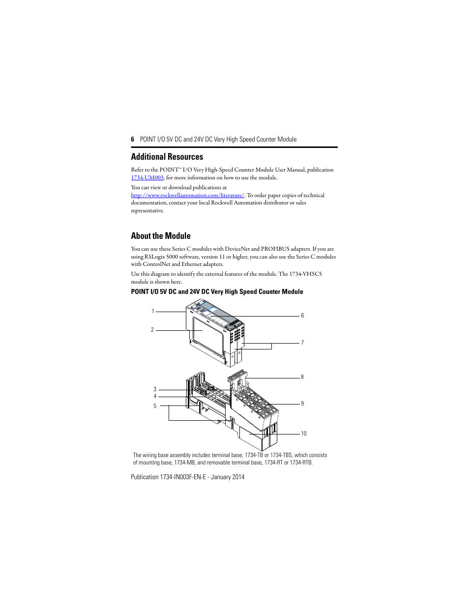 Additional resources, About the module | Rockwell Automation 1734-VHSC24 Point I/O Very High Speed Counter Module User Manual | Page 6 / 28