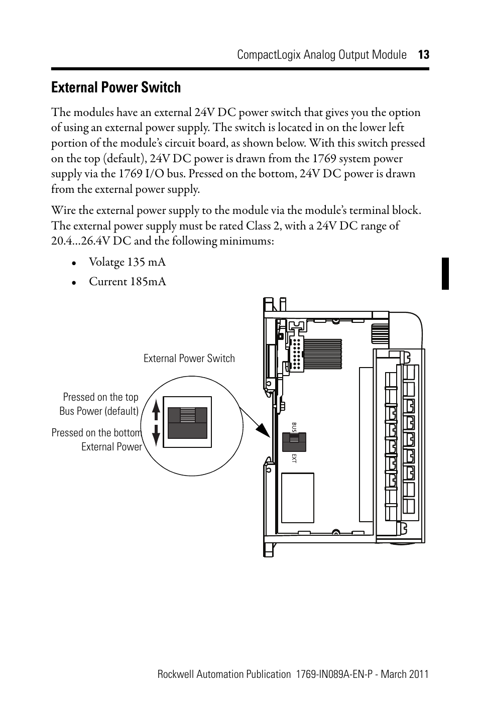 External power switch | Rockwell Automation 1769-OF8V CompactLogix Analog Output Module User Manual | Page 13 / 40