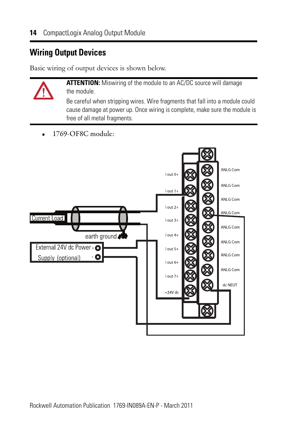 Wiring output devices | Rockwell Automation 1769-OF8V CompactLogix Analog Output Module User Manual | Page 14 / 40