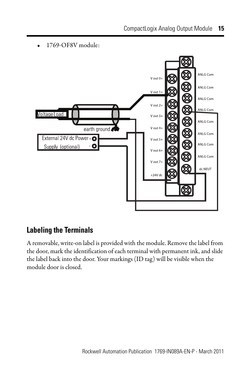 Labeling the terminals | Rockwell Automation 1769-OF8V CompactLogix Analog Output Module User Manual | Page 15 / 40