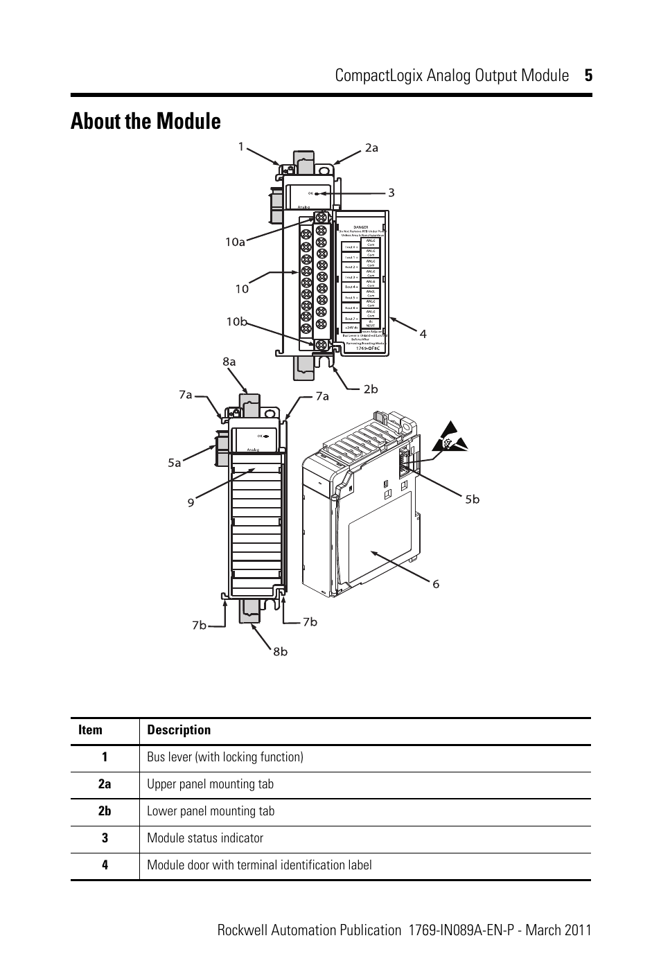 About the module, Compactlogix analog output module 5 | Rockwell Automation 1769-OF8V CompactLogix Analog Output Module User Manual | Page 5 / 40