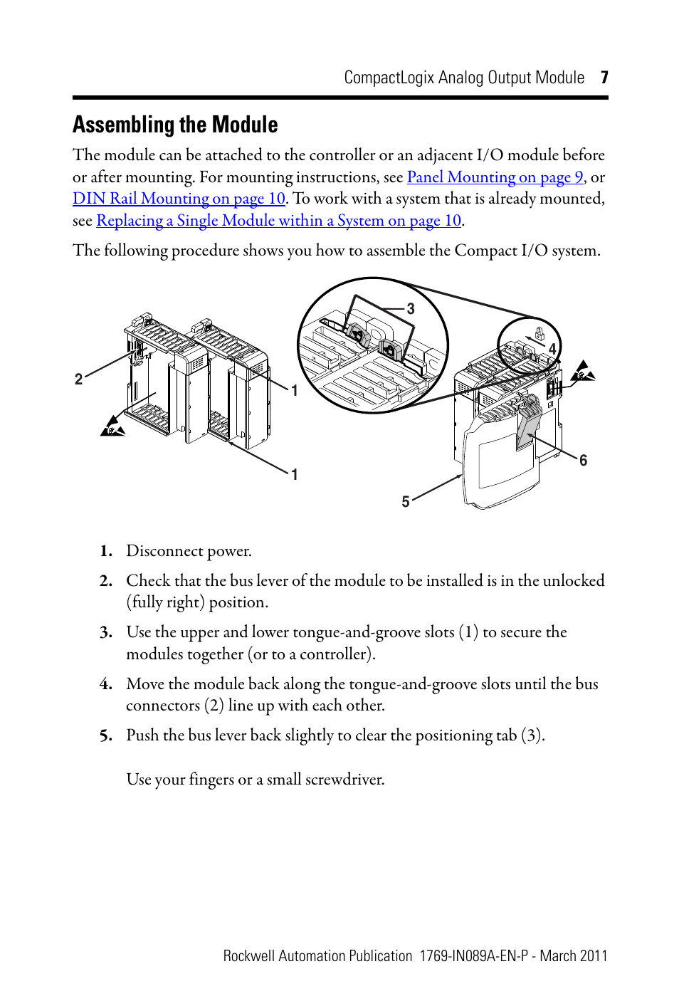 Assembling the module | Rockwell Automation 1769-OF8V CompactLogix Analog Output Module User Manual | Page 7 / 40