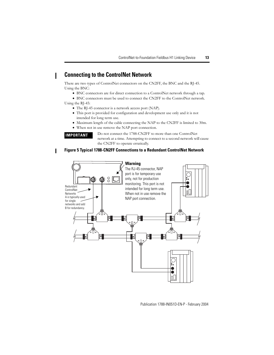 Connecting to the controlnet network | Rockwell Automation 1788-CN2FF ControlNet to Foundation Fieldbus H1 Linking Device Installation Instructions User Manual | Page 13 / 24