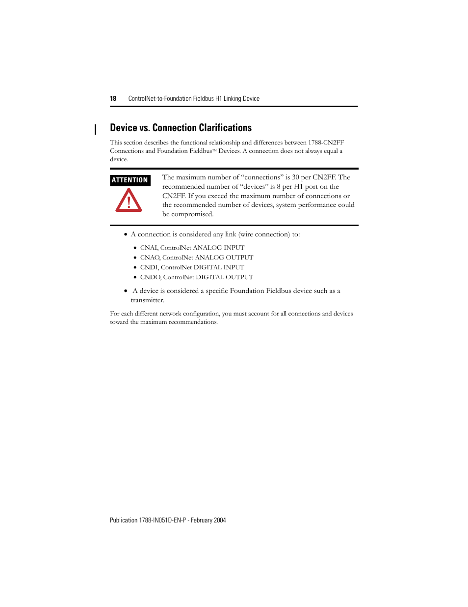 Device vs. connection clarifications | Rockwell Automation 1788-CN2FF ControlNet to Foundation Fieldbus H1 Linking Device Installation Instructions User Manual | Page 18 / 24