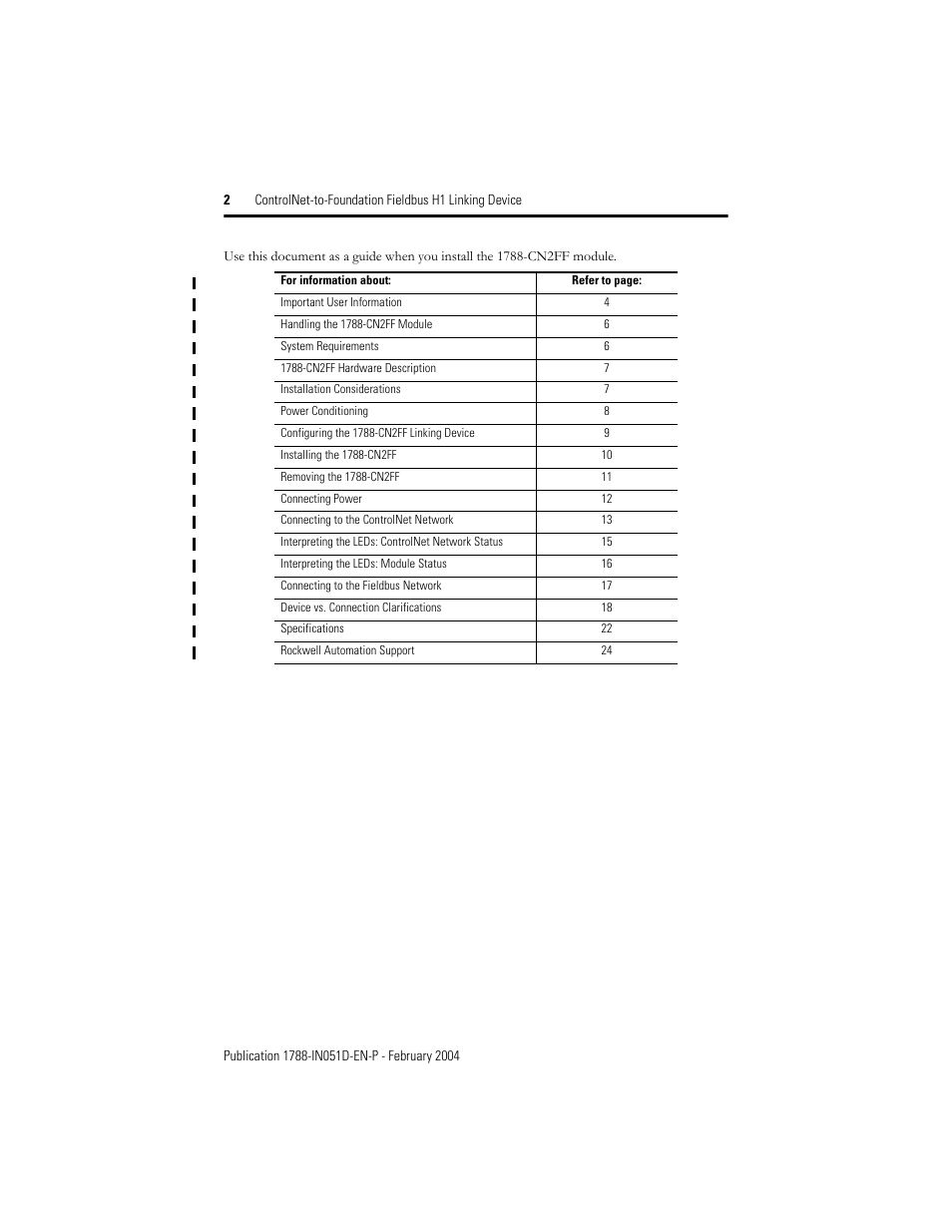 Rockwell Automation 1788-CN2FF ControlNet to Foundation Fieldbus H1 Linking Device Installation Instructions User Manual | Page 2 / 24