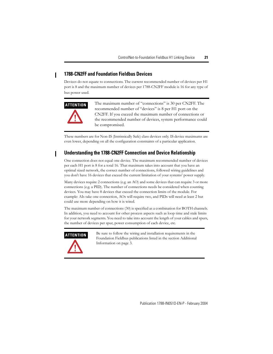 1788-cn2ff and foundation fieldbus devices | Rockwell Automation 1788-CN2FF ControlNet to Foundation Fieldbus H1 Linking Device Installation Instructions User Manual | Page 21 / 24