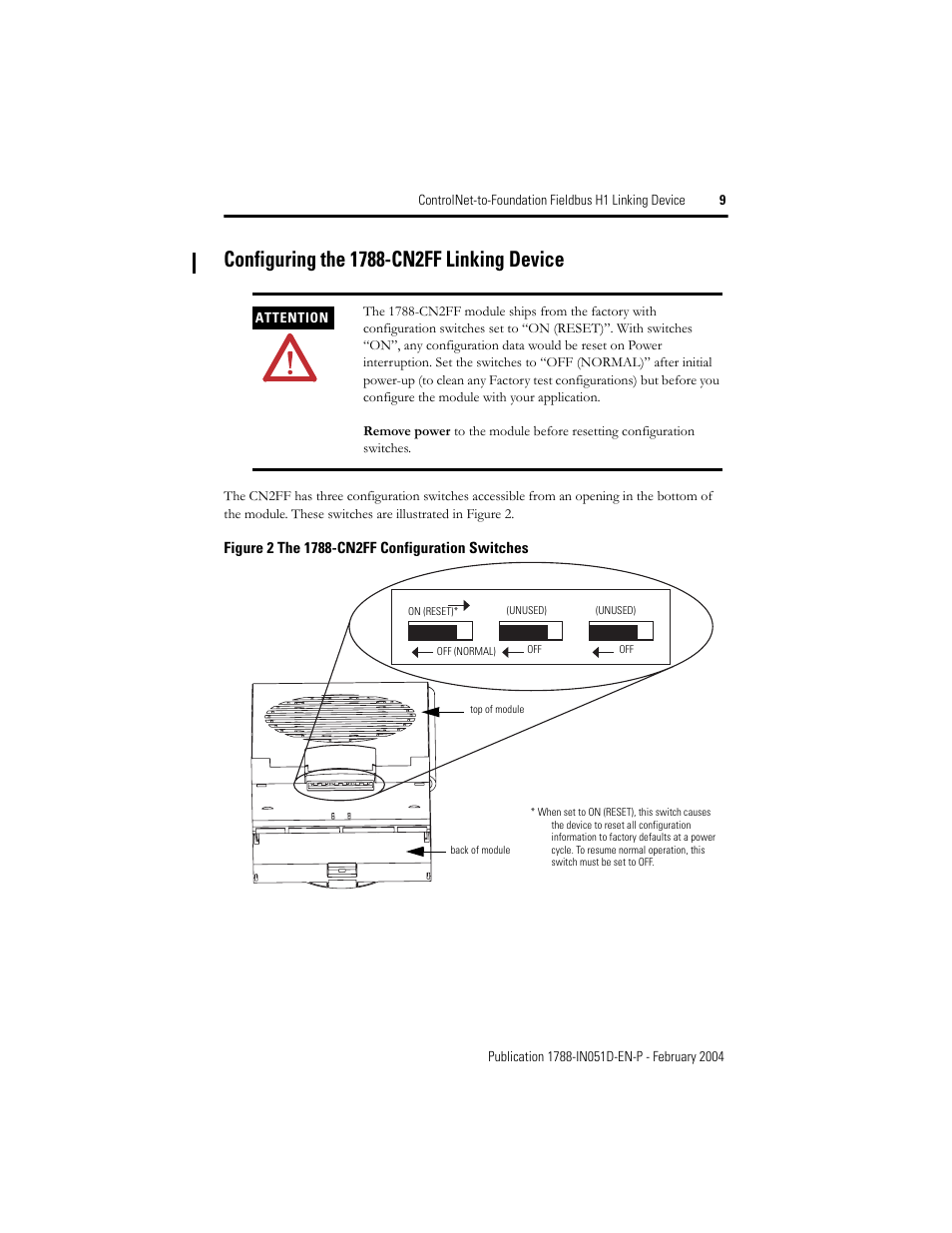 Configuring the 1788-cn2ff linking device | Rockwell Automation 1788-CN2FF ControlNet to Foundation Fieldbus H1 Linking Device Installation Instructions User Manual | Page 9 / 24