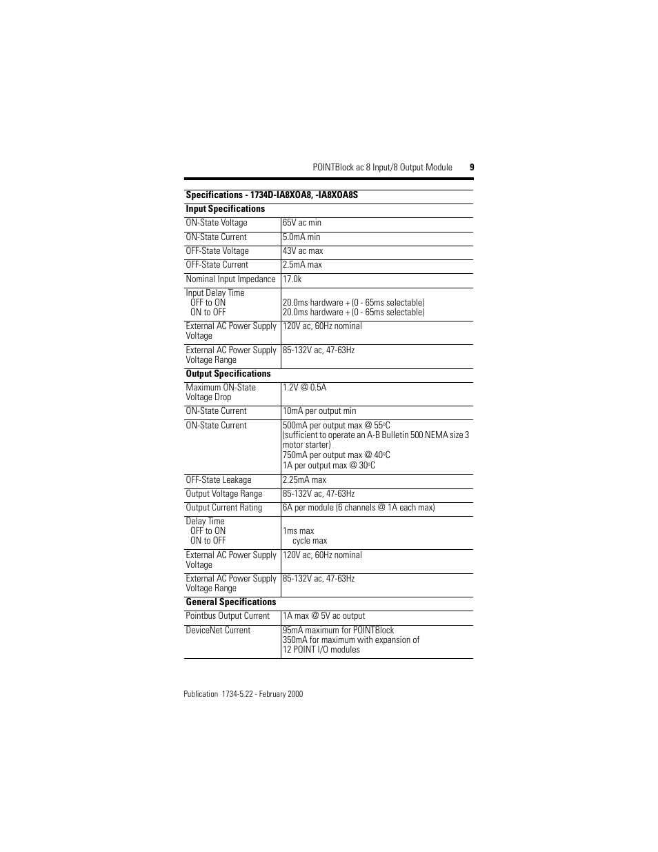 Rockwell Automation 1734D-IA8XOA8 POINTBlock ac 8 Input/8 Output Module User Manual | Page 9 / 12