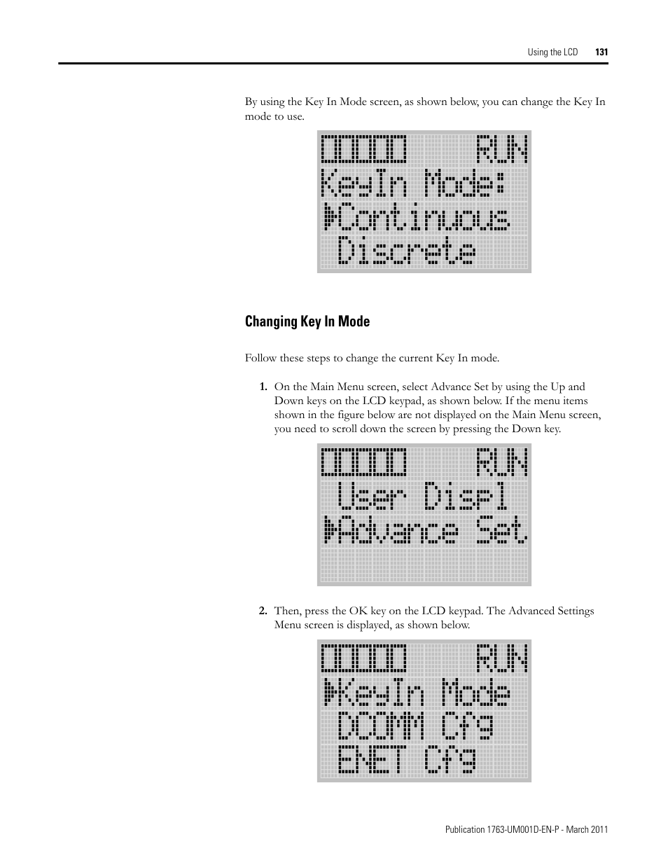 Changing key in mode | Rockwell Automation 1763 MicroLogix 1100 Programmable Controllers User Manual User Manual | Page 133 / 256