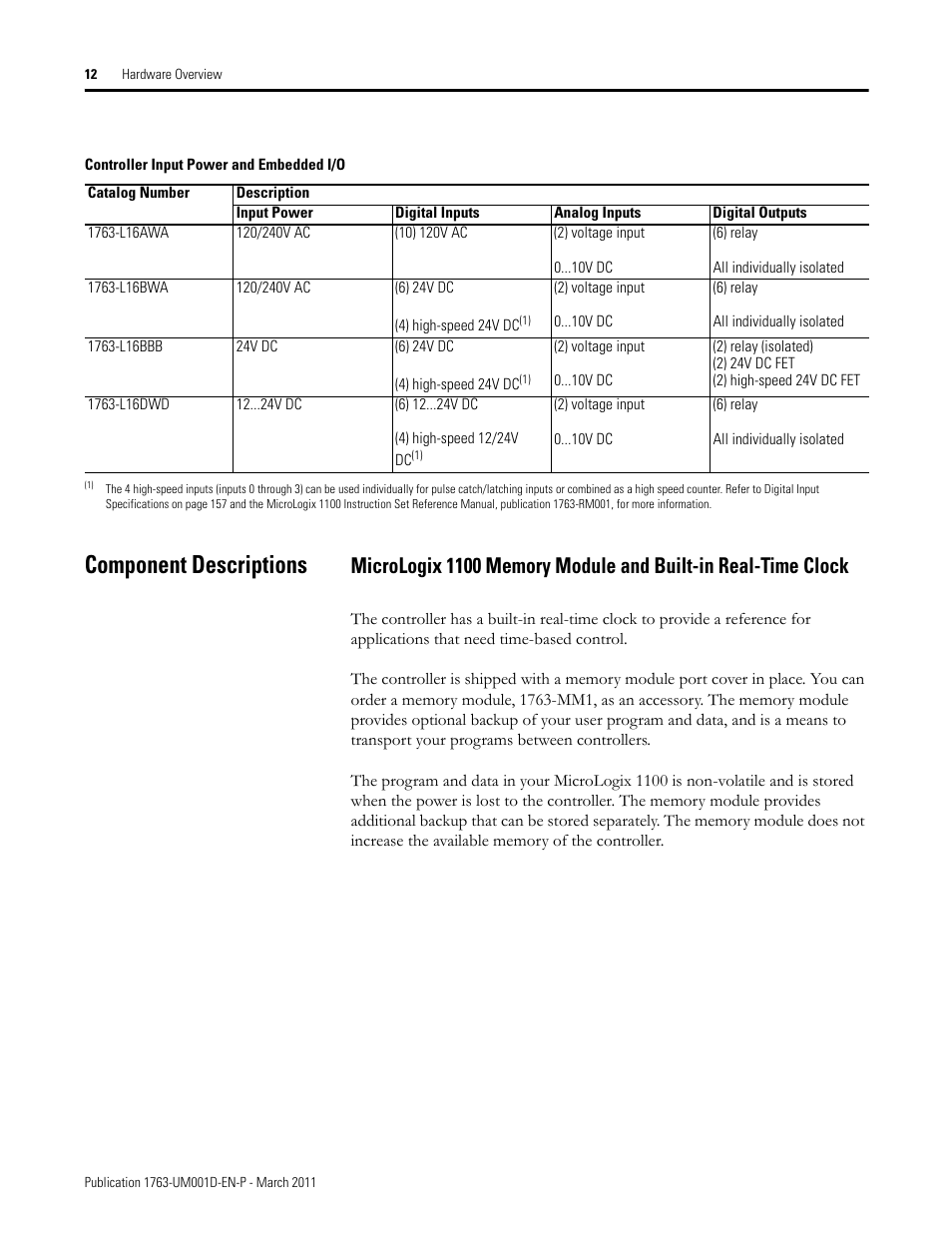 Component descriptions | Rockwell Automation 1763 MicroLogix 1100 Programmable Controllers User Manual User Manual | Page 14 / 256