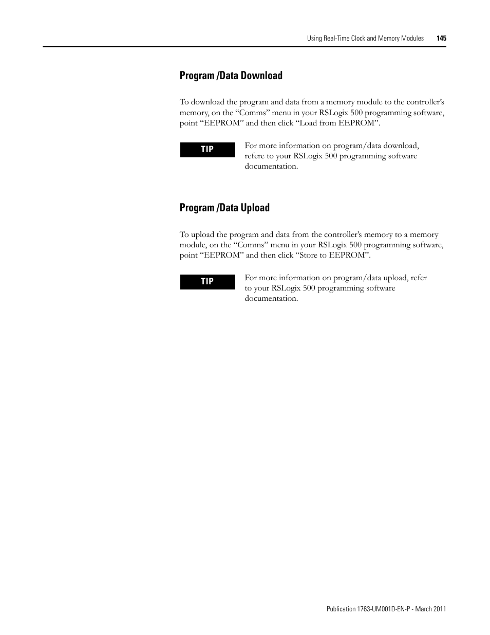 Program /data download, Program /data upload, Program /data download program /data upload | Rockwell Automation 1763 MicroLogix 1100 Programmable Controllers User Manual User Manual | Page 147 / 256