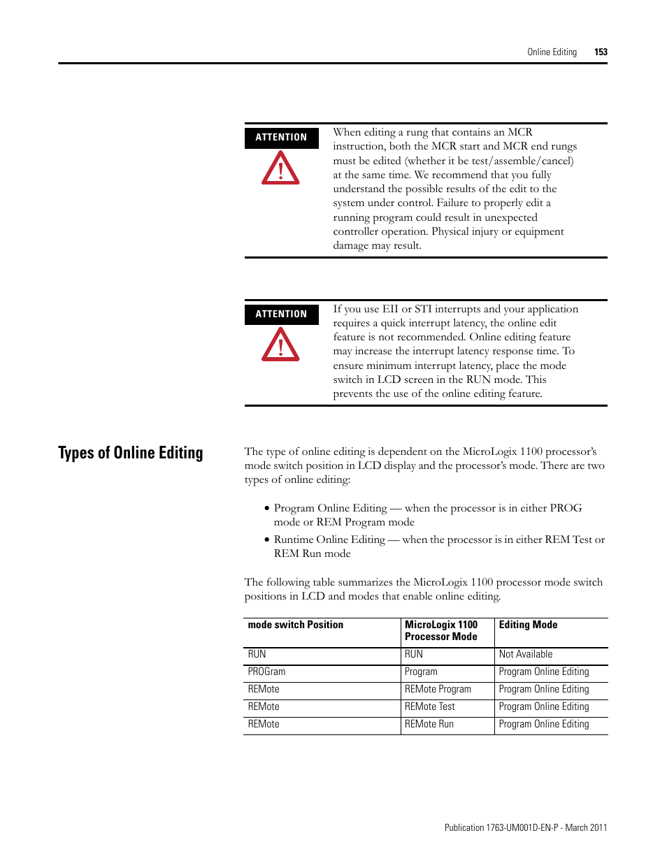 Types of online editing | Rockwell Automation 1763 MicroLogix 1100 Programmable Controllers User Manual User Manual | Page 155 / 256