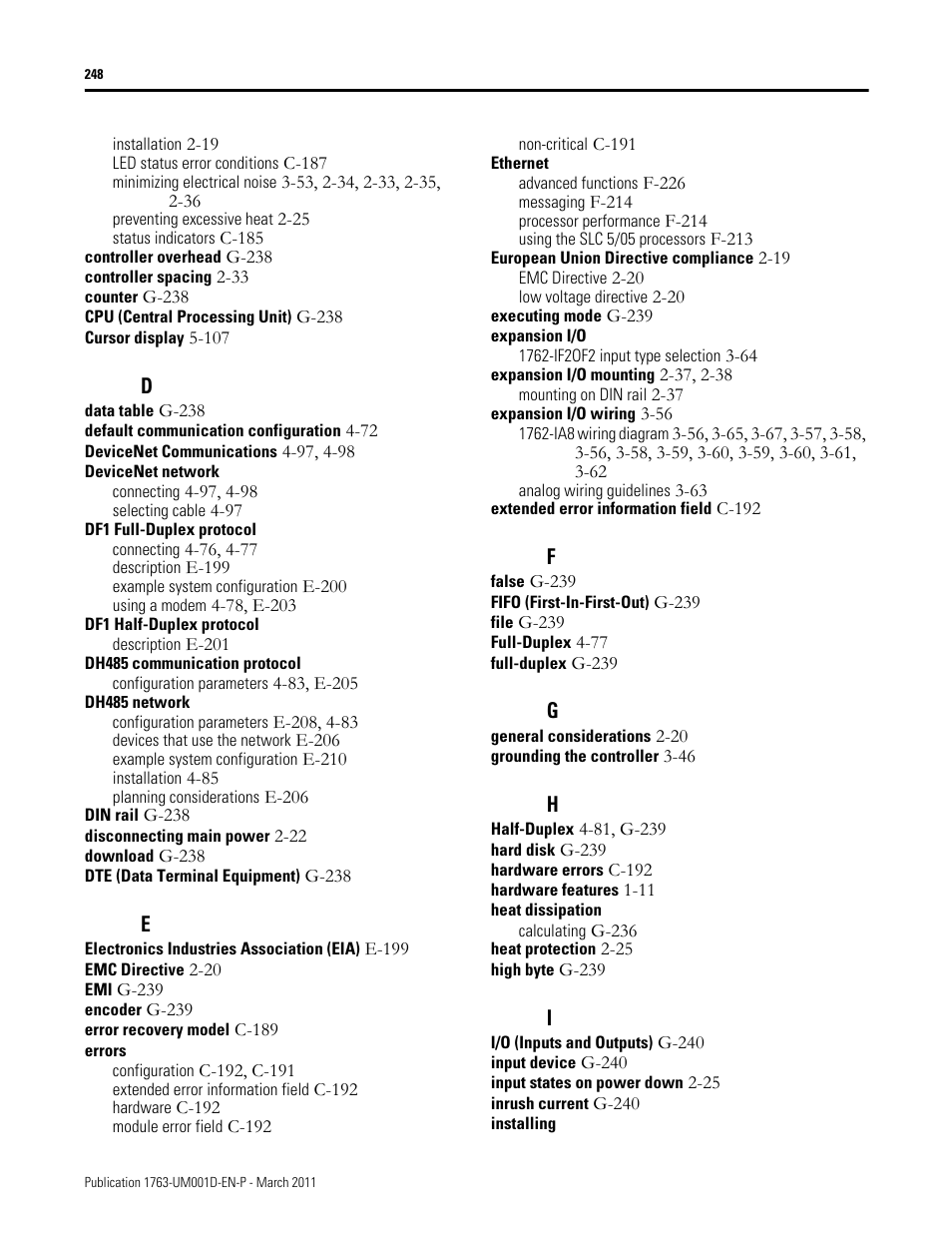 Rockwell Automation 1763 MicroLogix 1100 Programmable Controllers User Manual User Manual | Page 250 / 256