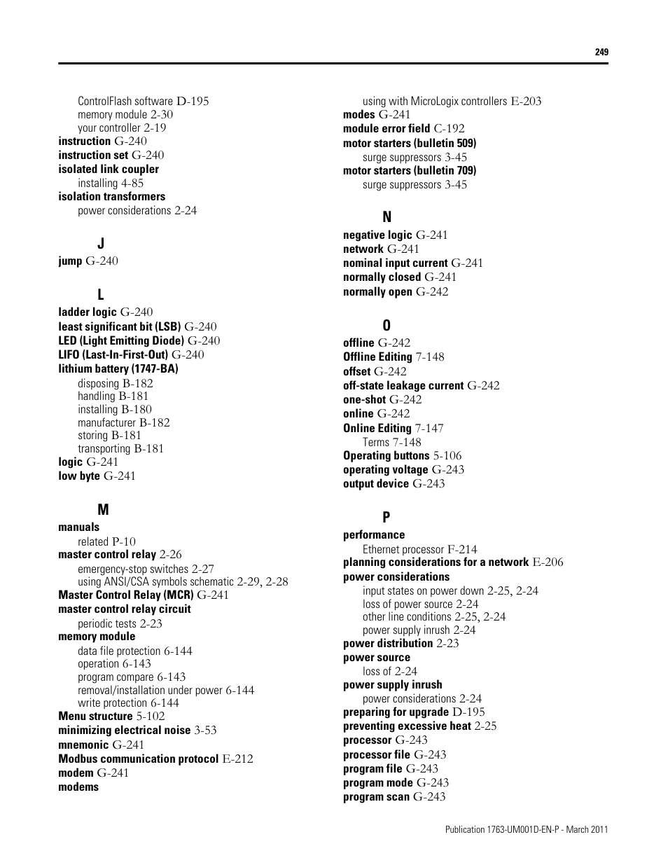 Rockwell Automation 1763 MicroLogix 1100 Programmable Controllers User Manual User Manual | Page 251 / 256