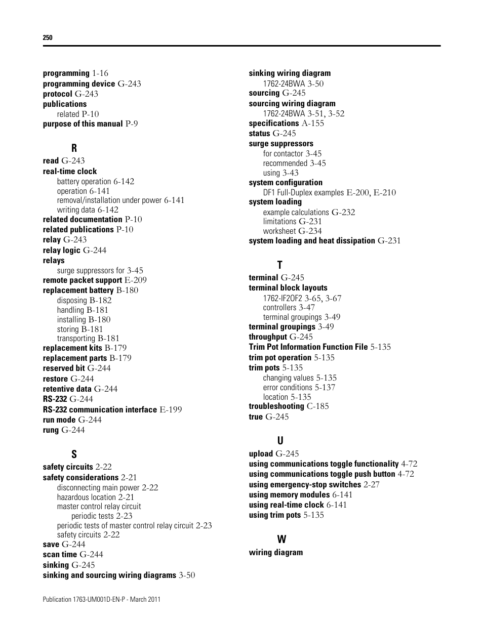 Rockwell Automation 1763 MicroLogix 1100 Programmable Controllers User Manual User Manual | Page 252 / 256