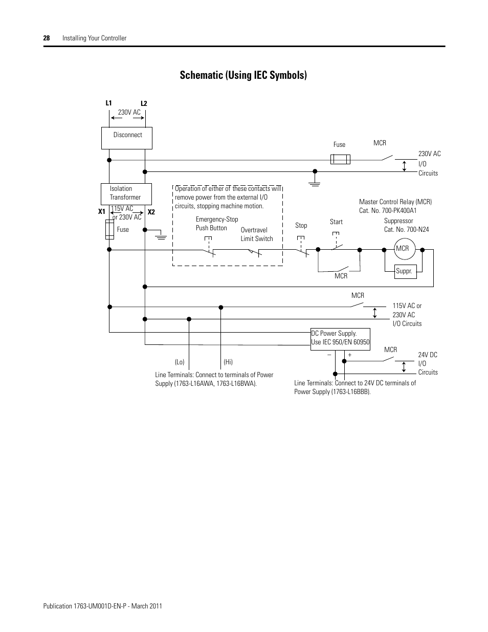 Schematic (using iec symbols) | Rockwell Automation 1763 MicroLogix 1100 Programmable Controllers User Manual User Manual | Page 30 / 256