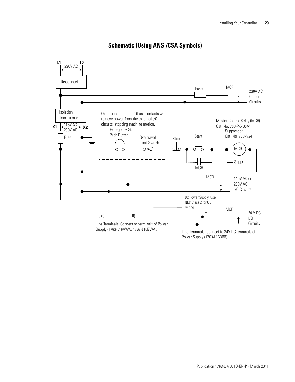 Schematic (using ansi/csa symbols) | Rockwell Automation 1763 MicroLogix 1100 Programmable Controllers User Manual User Manual | Page 31 / 256