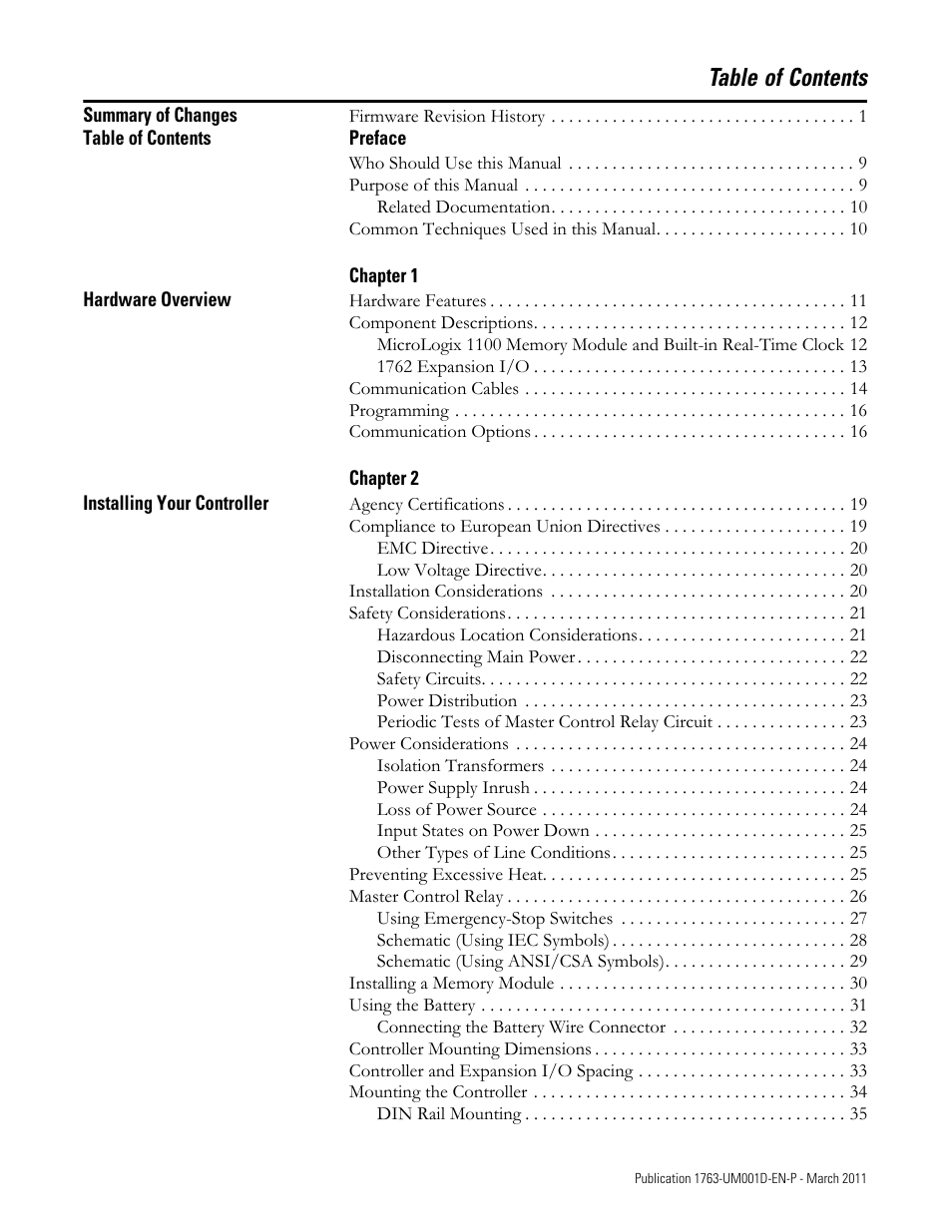 Rockwell Automation 1763 MicroLogix 1100 Programmable Controllers User Manual User Manual | Page 5 / 256