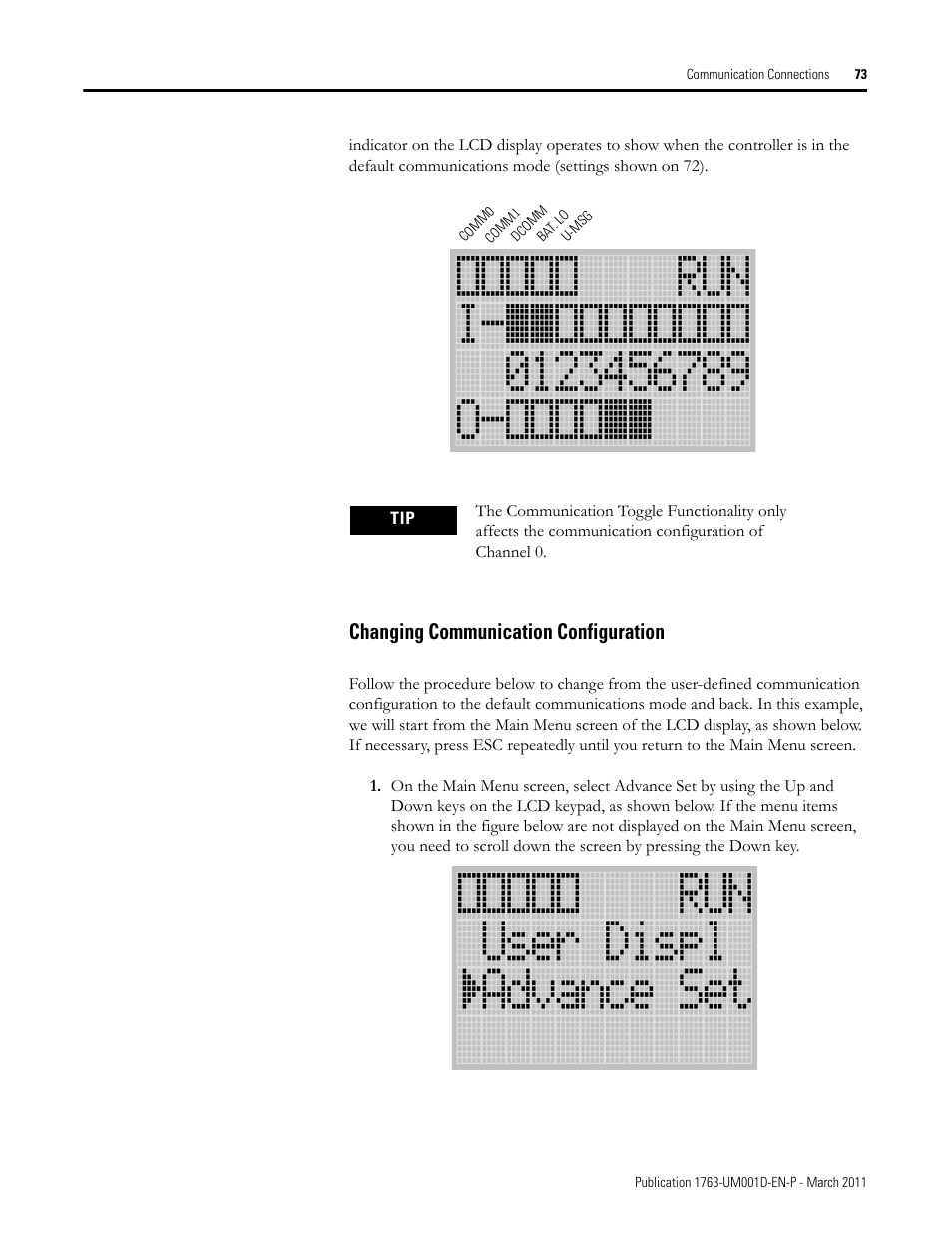 Changing communication configuration | Rockwell Automation 1763 MicroLogix 1100 Programmable Controllers User Manual User Manual | Page 75 / 256