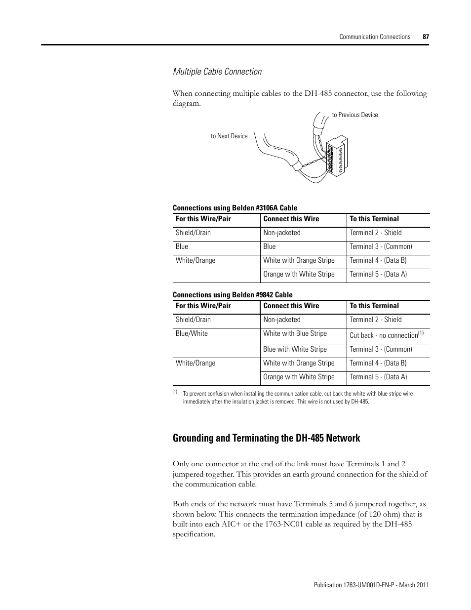 Grounding and terminating the dh-485 network | Rockwell Automation 1763 MicroLogix 1100 Programmable Controllers User Manual User Manual | Page 89 / 256