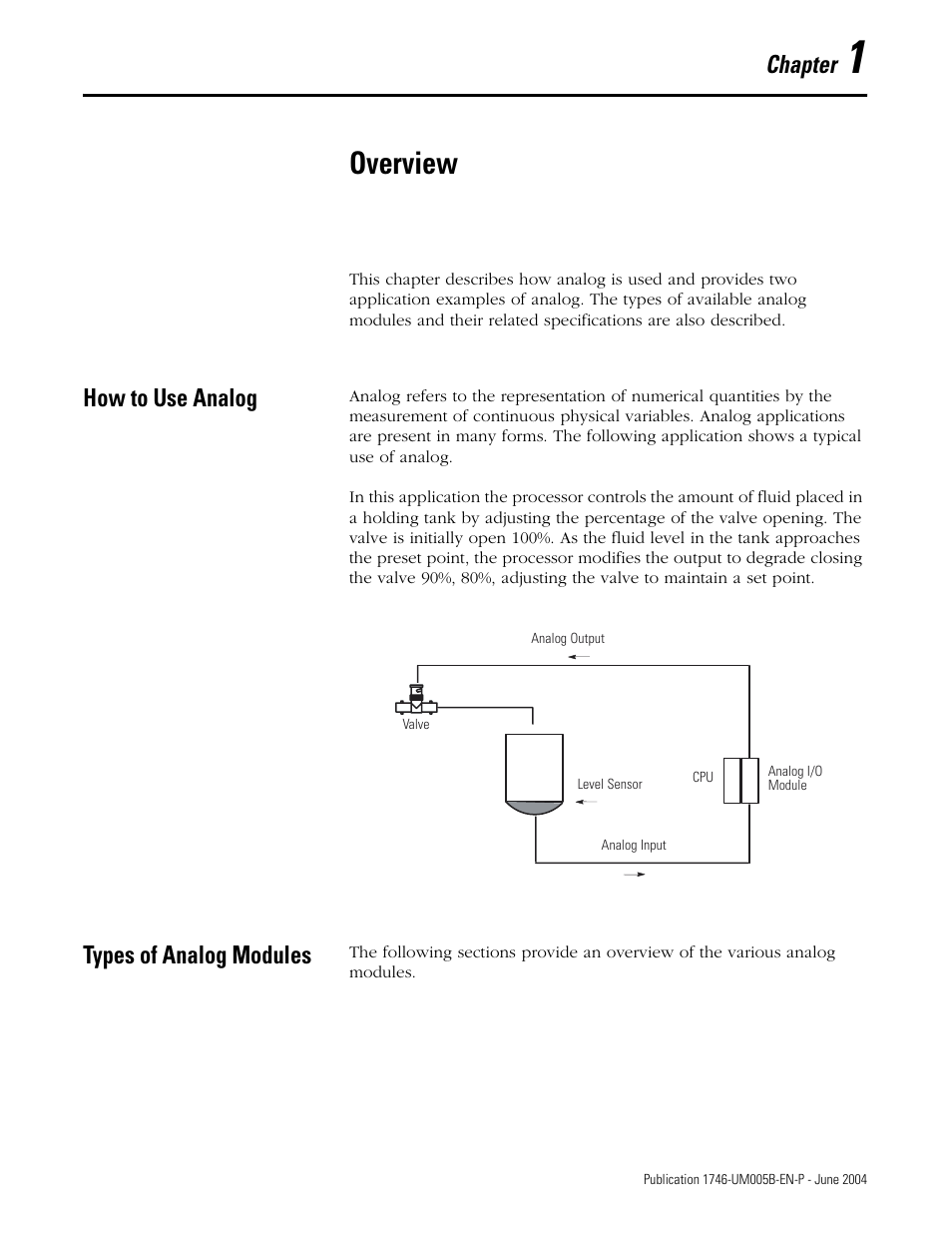 1 - overview, How to use analog, Types of analog modules | Chapter 1, Overview, How to use analog -1 types of analog modules -1, Chapter | Rockwell Automation 1746-XXXX SLC 500 4-Channel Analog I/O Modules User Manual User Manual | Page 13 / 113