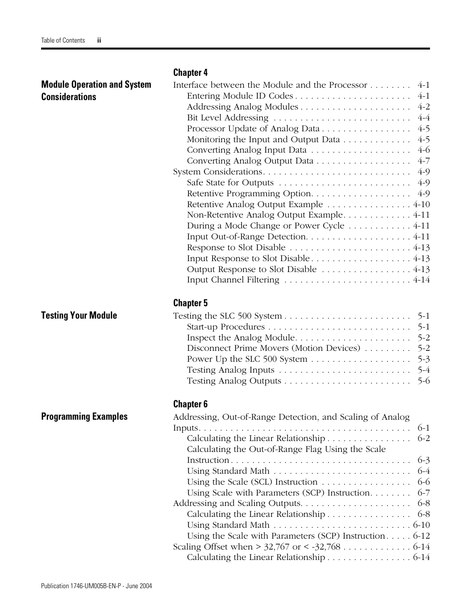 Rockwell Automation 1746-XXXX SLC 500 4-Channel Analog I/O Modules User Manual User Manual | Page 6 / 113