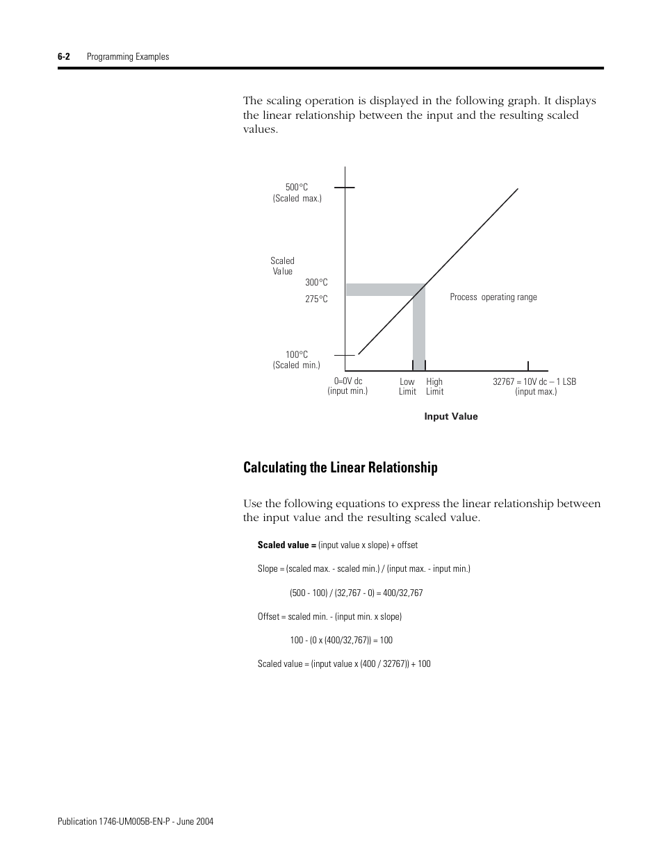 Calculating the linear relationship -2, Calculating the linear relationship | Rockwell Automation 1746-XXXX SLC 500 4-Channel Analog I/O Modules User Manual User Manual | Page 64 / 113