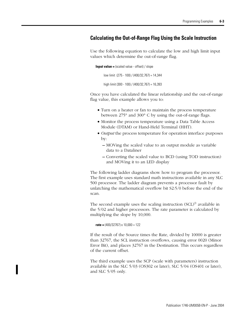 Calculating the out-of-range flag using the scale | Rockwell Automation 1746-XXXX SLC 500 4-Channel Analog I/O Modules User Manual User Manual | Page 65 / 113