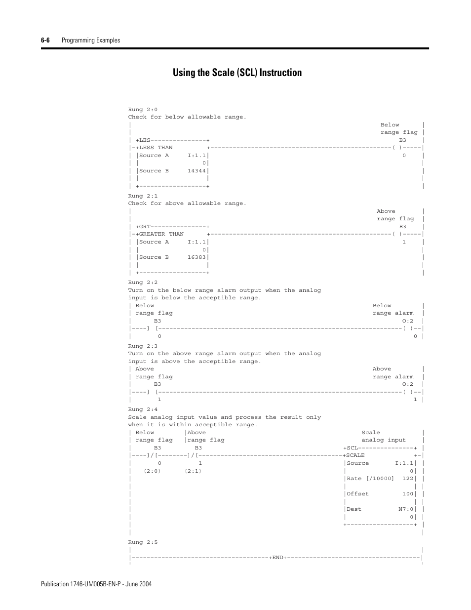 Using the scale (scl) instruction -6, Using the scale (scl) instruction | Rockwell Automation 1746-XXXX SLC 500 4-Channel Analog I/O Modules User Manual User Manual | Page 68 / 113