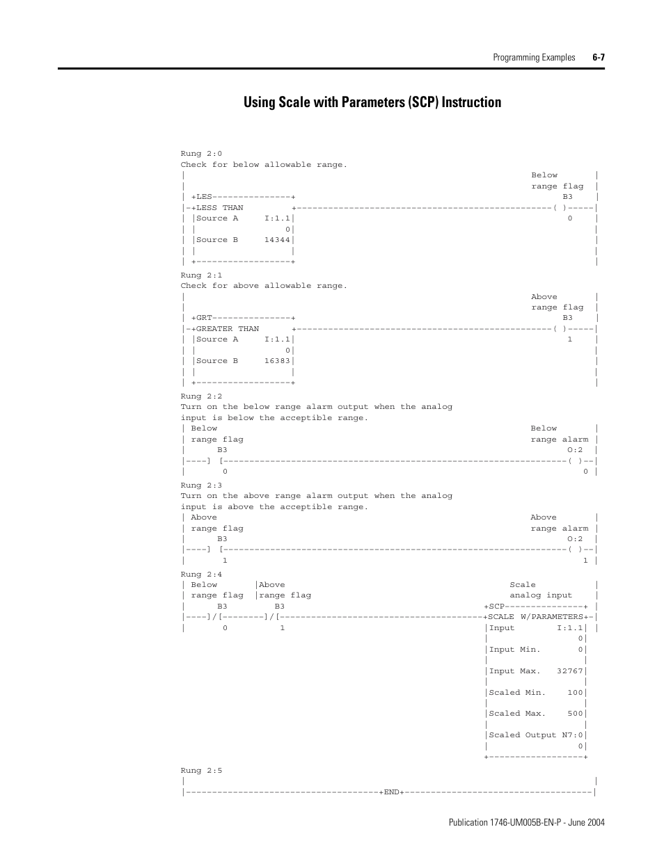 Using scale with parameters (scp) instruction -7, Using scale with parameters (scp) instruction | Rockwell Automation 1746-XXXX SLC 500 4-Channel Analog I/O Modules User Manual User Manual | Page 69 / 113