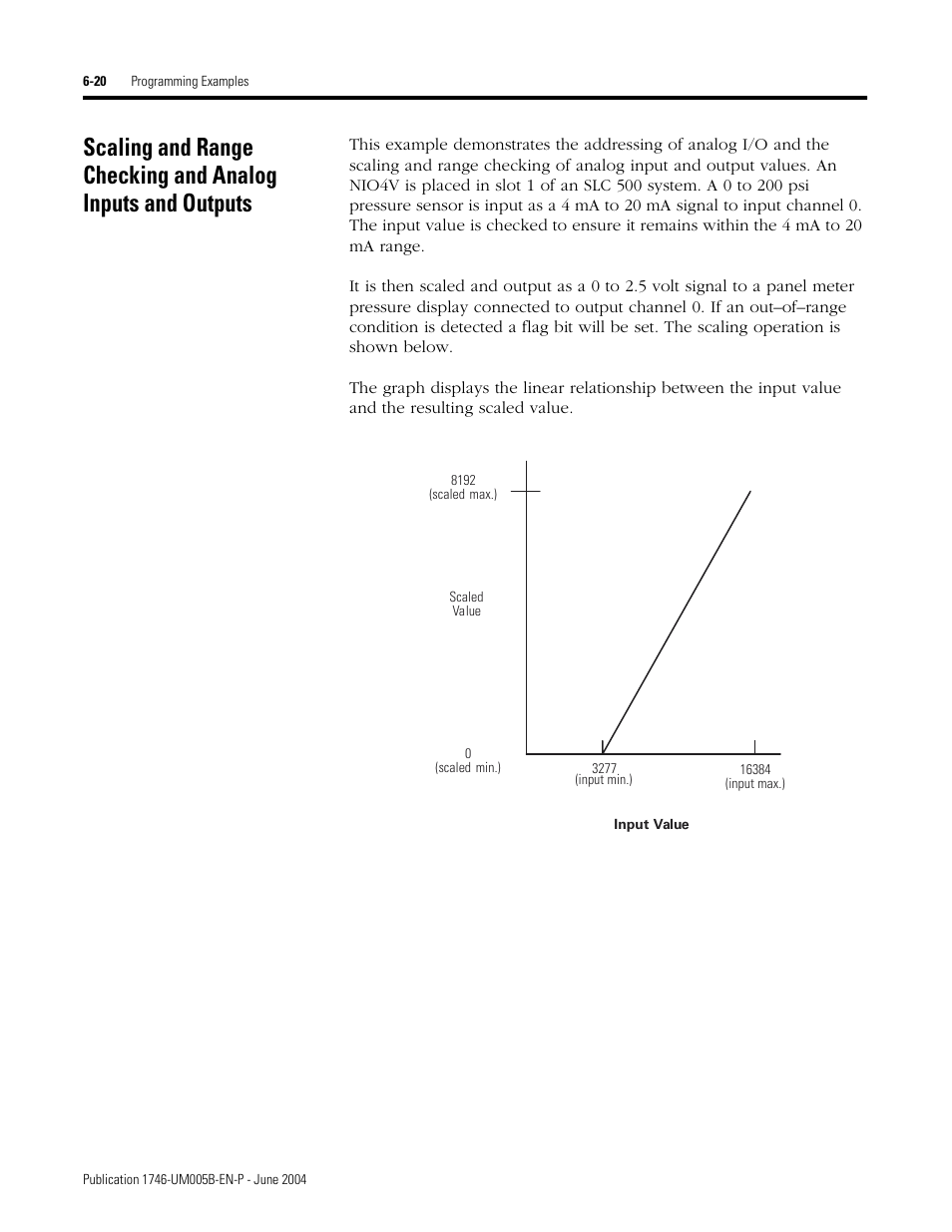 Scaling and range checking and analog inputs and | Rockwell Automation 1746-XXXX SLC 500 4-Channel Analog I/O Modules User Manual User Manual | Page 82 / 113