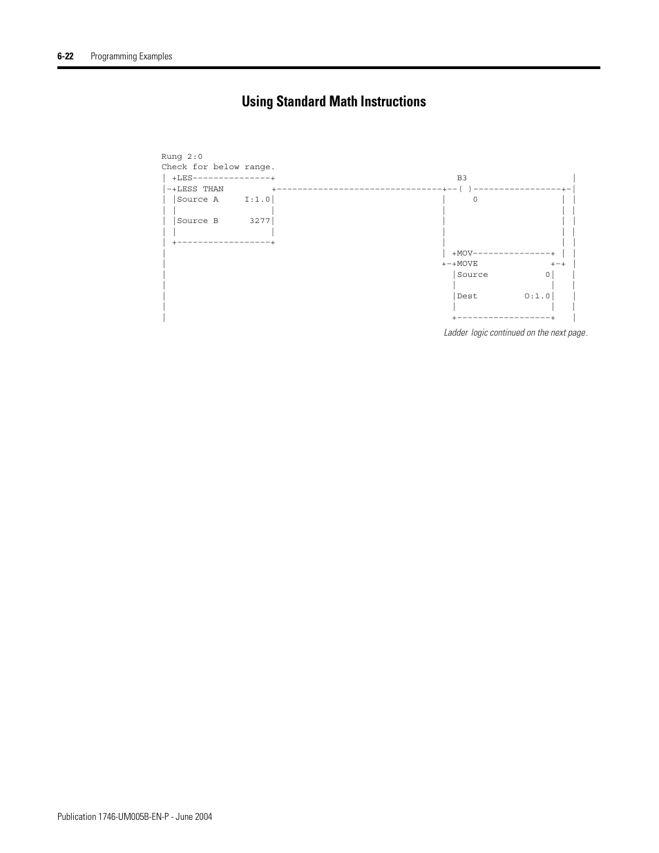 Using standard math instructions -22, Using standard math instructions | Rockwell Automation 1746-XXXX SLC 500 4-Channel Analog I/O Modules User Manual User Manual | Page 84 / 113