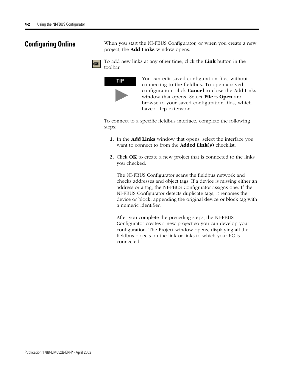 Configuring online, Configuring online -2, Configuring online se | Rockwell Automation 1788-FFCT NI-FBUS Configurator User Manual User Manual | Page 30 / 86