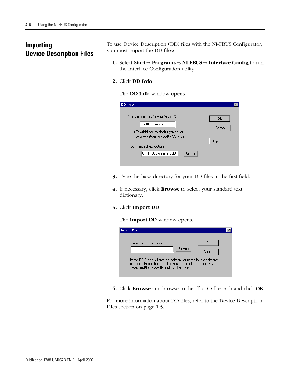 Importing device description files, Importing device description files -4 | Rockwell Automation 1788-FFCT NI-FBUS Configurator User Manual User Manual | Page 32 / 86