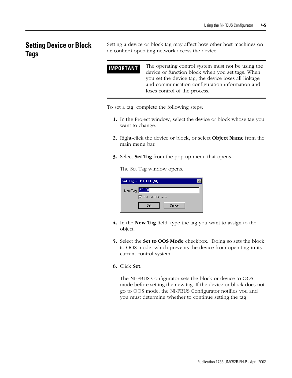 Setting device or block tags, Setting device or block tags -5, Setting device or block tags and | S 4-5 an | Rockwell Automation 1788-FFCT NI-FBUS Configurator User Manual User Manual | Page 33 / 86