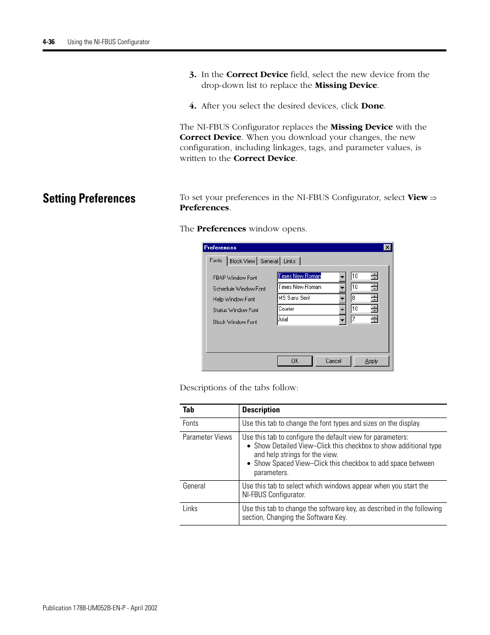 Setting preferences, Setting preferences -36 | Rockwell Automation 1788-FFCT NI-FBUS Configurator User Manual User Manual | Page 64 / 86