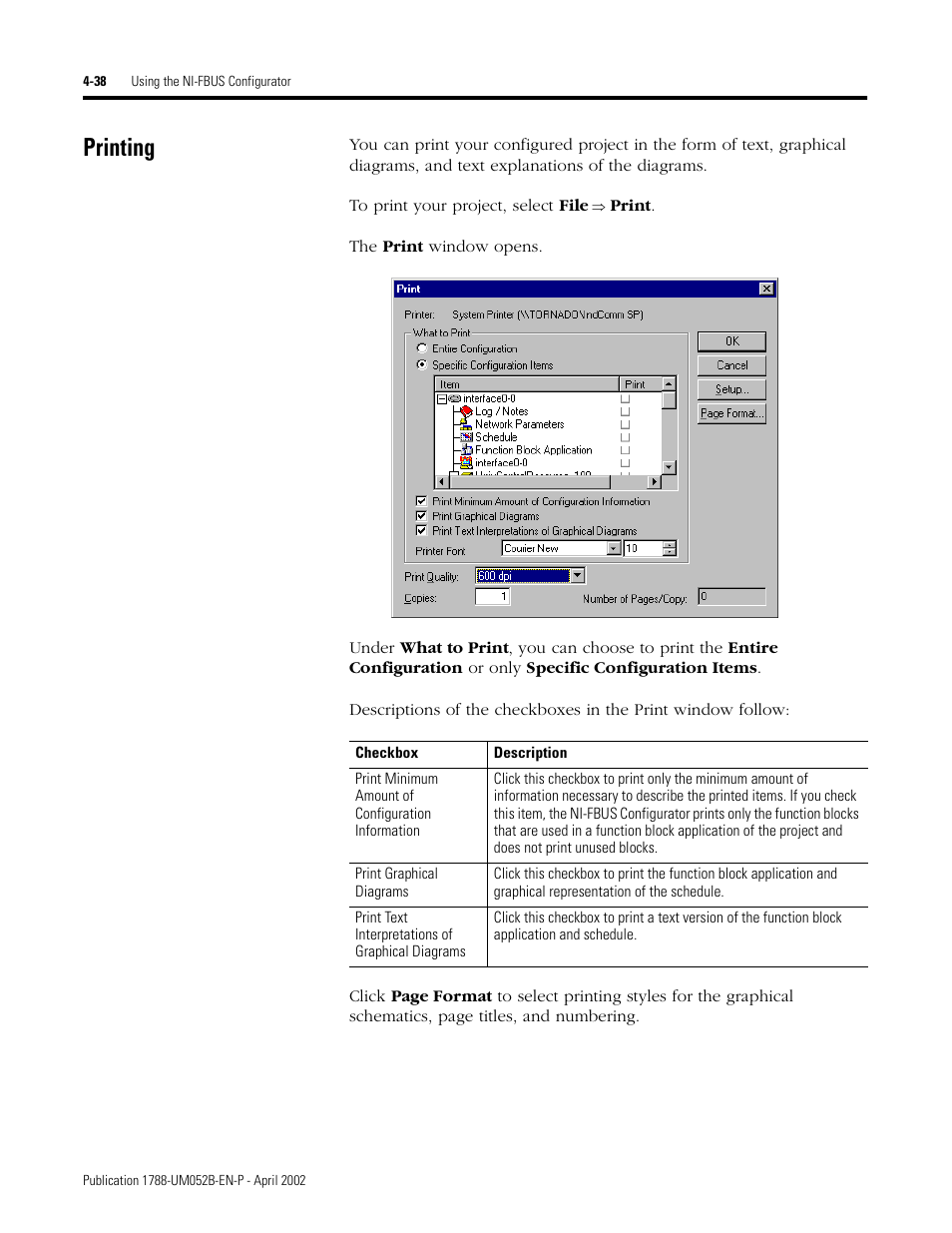 Printing, Printing -38 | Rockwell Automation 1788-FFCT NI-FBUS Configurator User Manual User Manual | Page 66 / 86