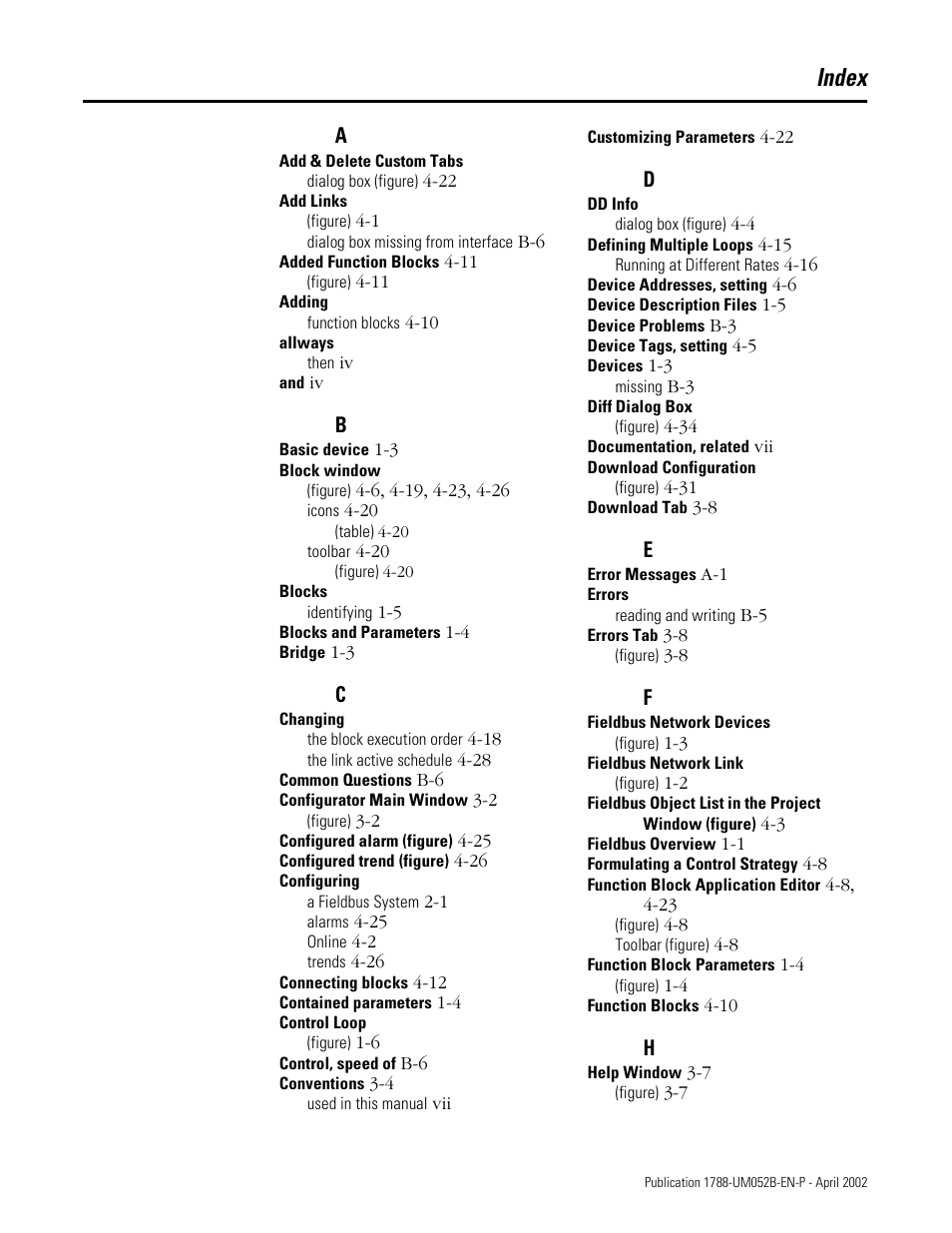 Index | Rockwell Automation 1788-FFCT NI-FBUS Configurator User Manual User Manual | Page 79 / 86