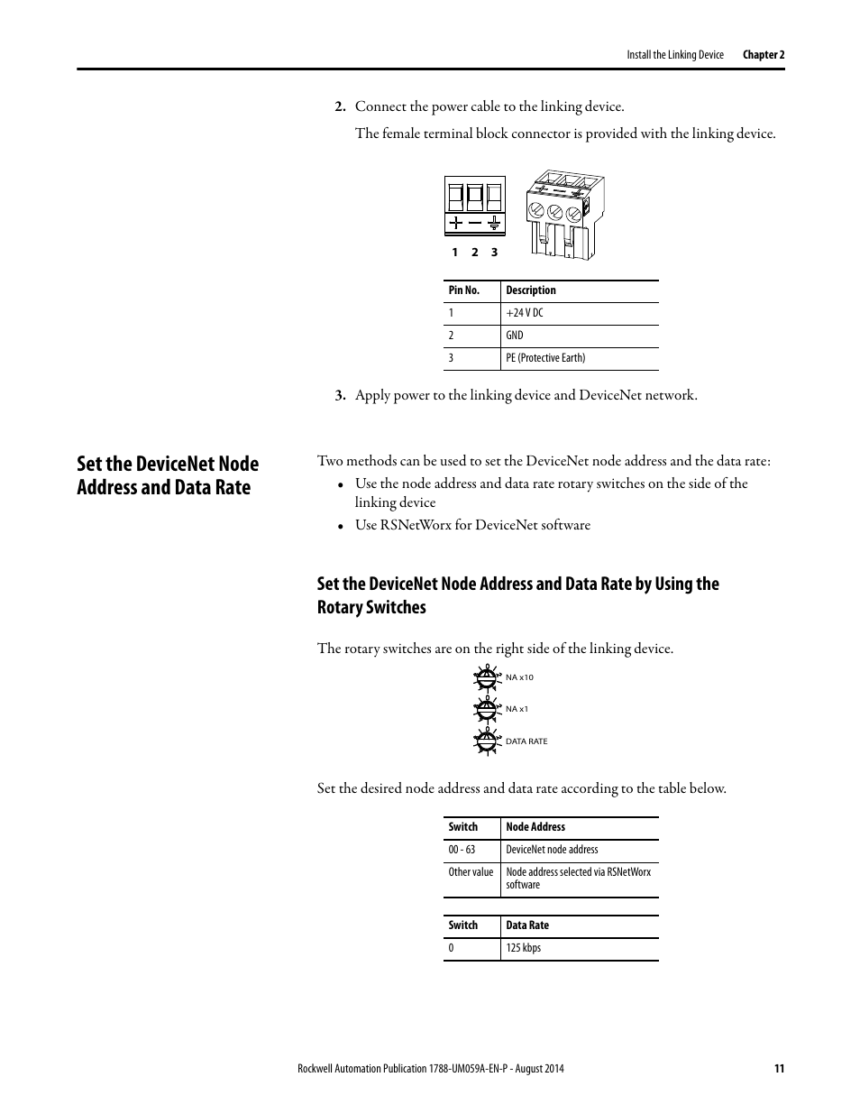 Set the devicenet node address and data rate | Rockwell Automation 1788-EN2DNR EtherNet/IP to DeviceNet Linking Device User Manual User Manual | Page 11 / 52