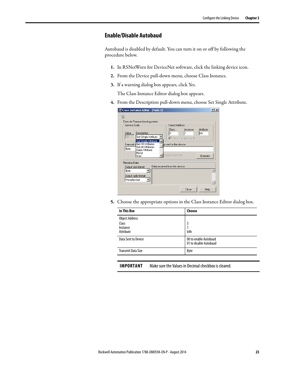 Enable/disable autobaud | Rockwell Automation 1788-EN2DNR EtherNet/IP to DeviceNet Linking Device User Manual User Manual | Page 23 / 52