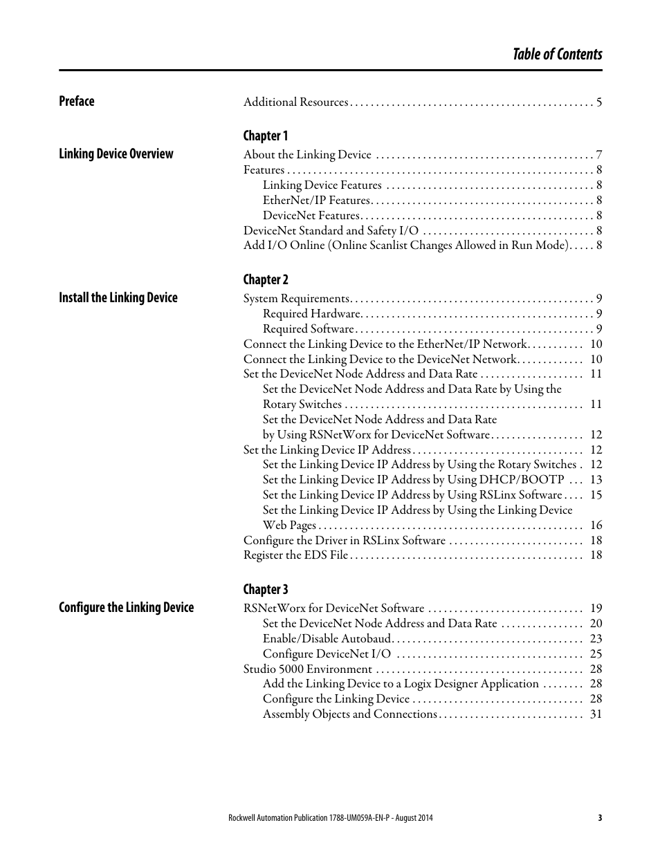 Rockwell Automation 1788-EN2DNR EtherNet/IP to DeviceNet Linking Device User Manual User Manual | Page 3 / 52