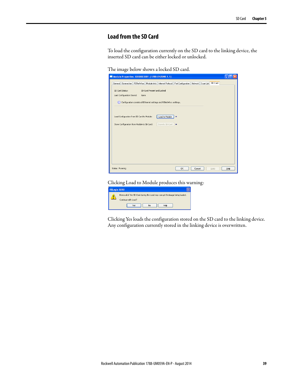 Load from the sd card | Rockwell Automation 1788-EN2DNR EtherNet/IP to DeviceNet Linking Device User Manual User Manual | Page 39 / 52